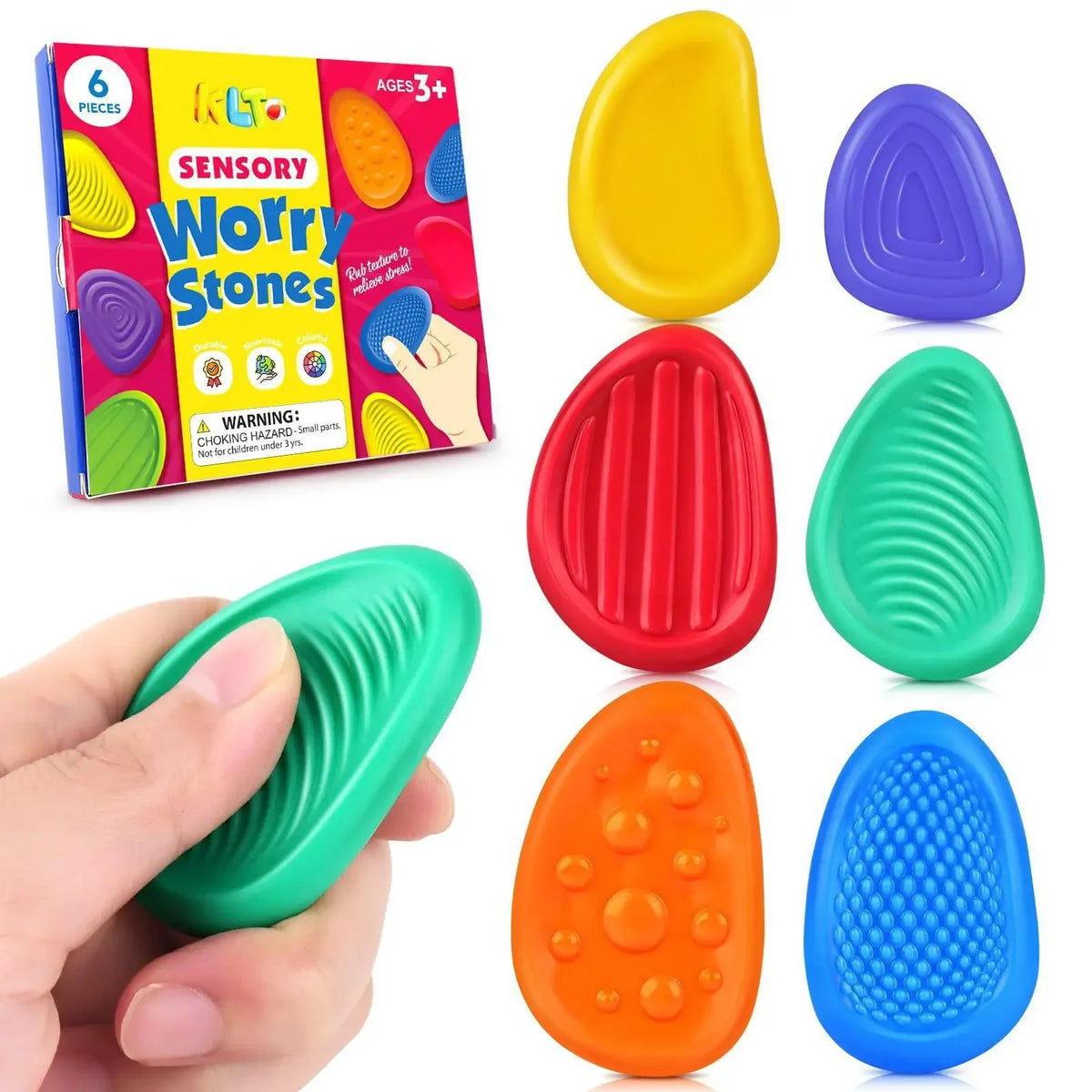 2026 New Fidget Toys Adults Sensory Silicone Stone 6 Pack Textured for Autism Kids Calming Down Fidget Stress Relief Toys…