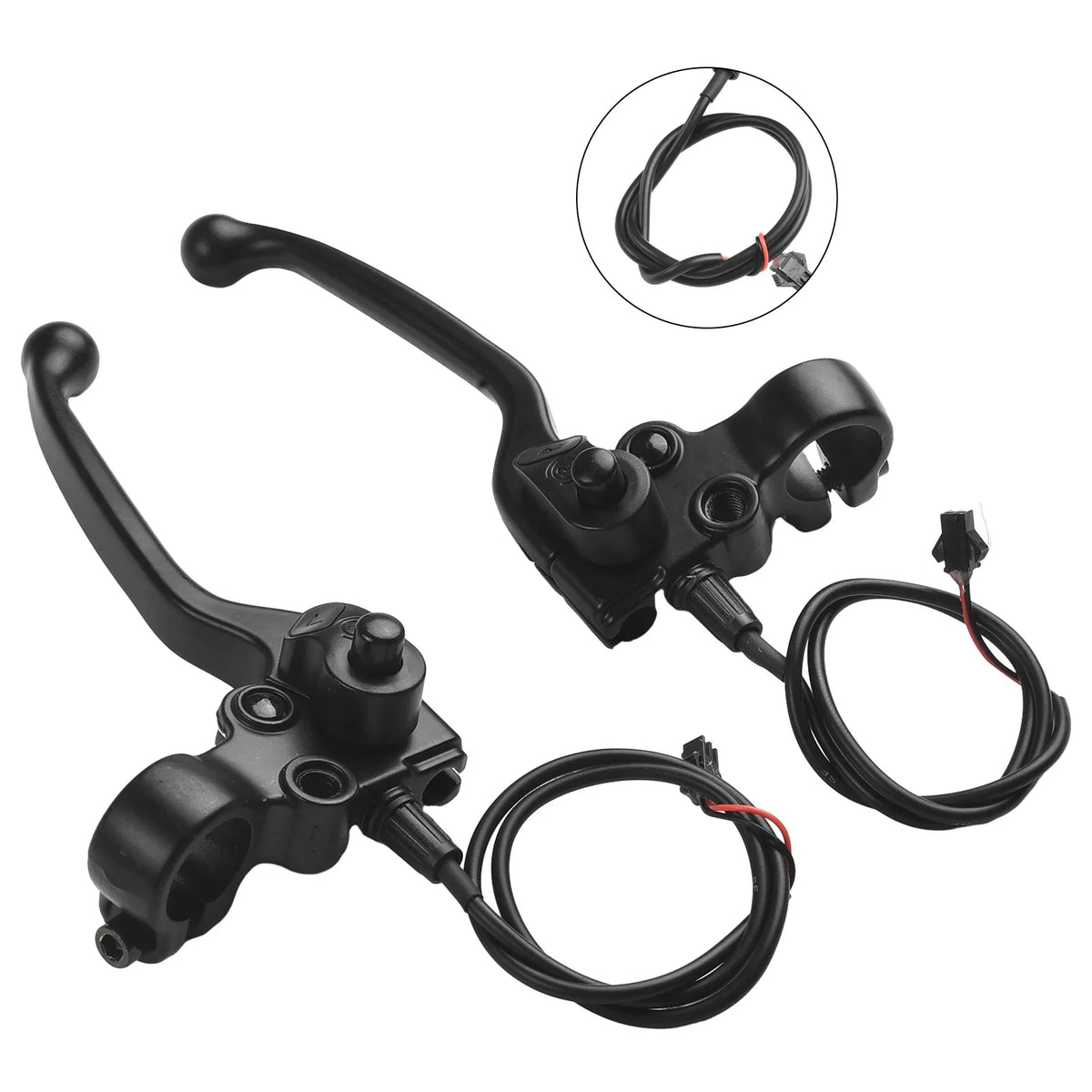 1 Pair E-Bike Mechanical Brake Levers Electric Bicycle Part With Parking Button 2-pin Male Cycling Handle Ebike Accessories