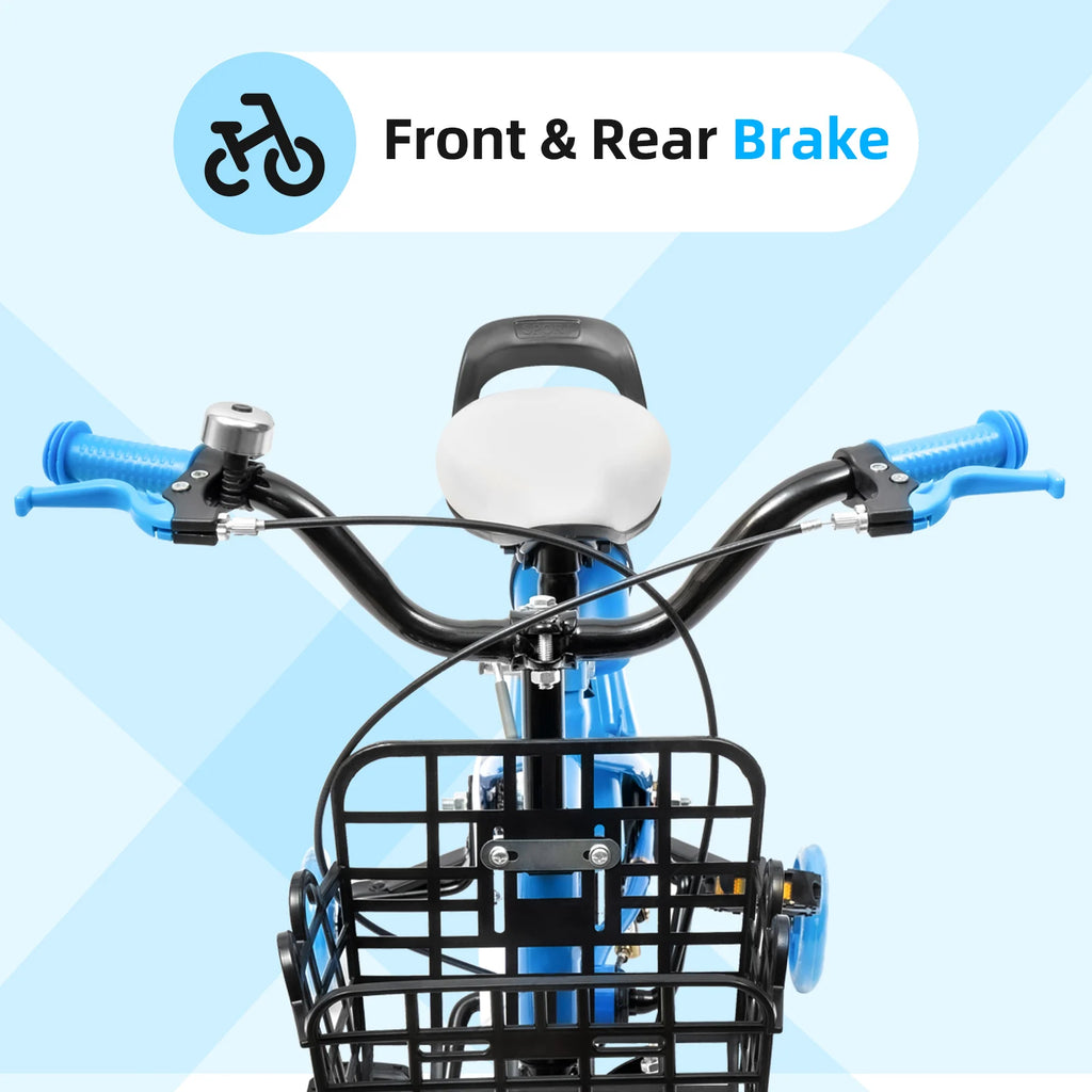 12-inch Stable Cycling Blue Kids Bike Children Bicycle Reliable Braking System Soft Cushion for Infants 2-4 Years