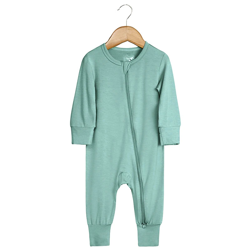 2026 Newborn Baby Bamboo Fiber Romper Solid Breathable Long Sleeve Clothes For 0-24M Boy Girl Jumpsuit Infant Loungewear Pyjamas
