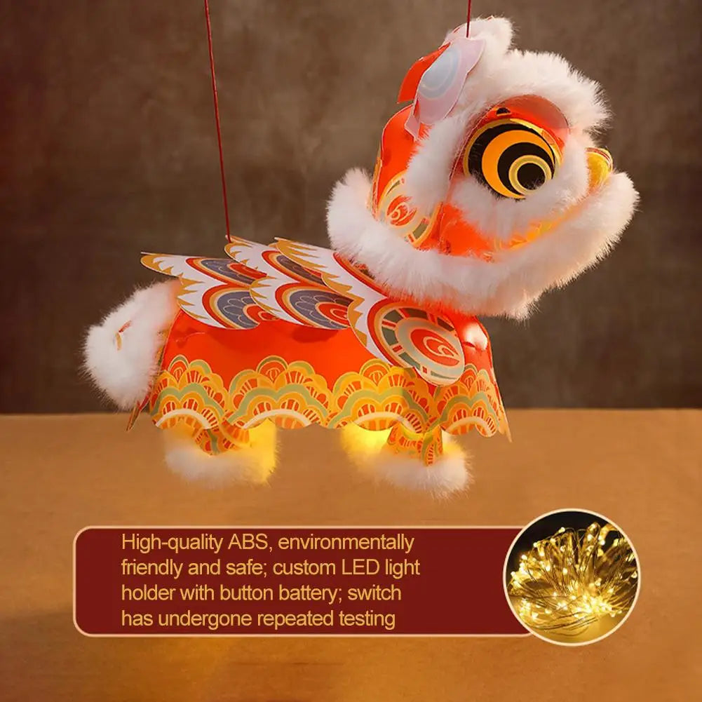2026 Year of the Horse Chinese New Year Lion Dance Lantern DIY Kit Waterproof Light Up Handheld Toy LED Copper Festive Craft