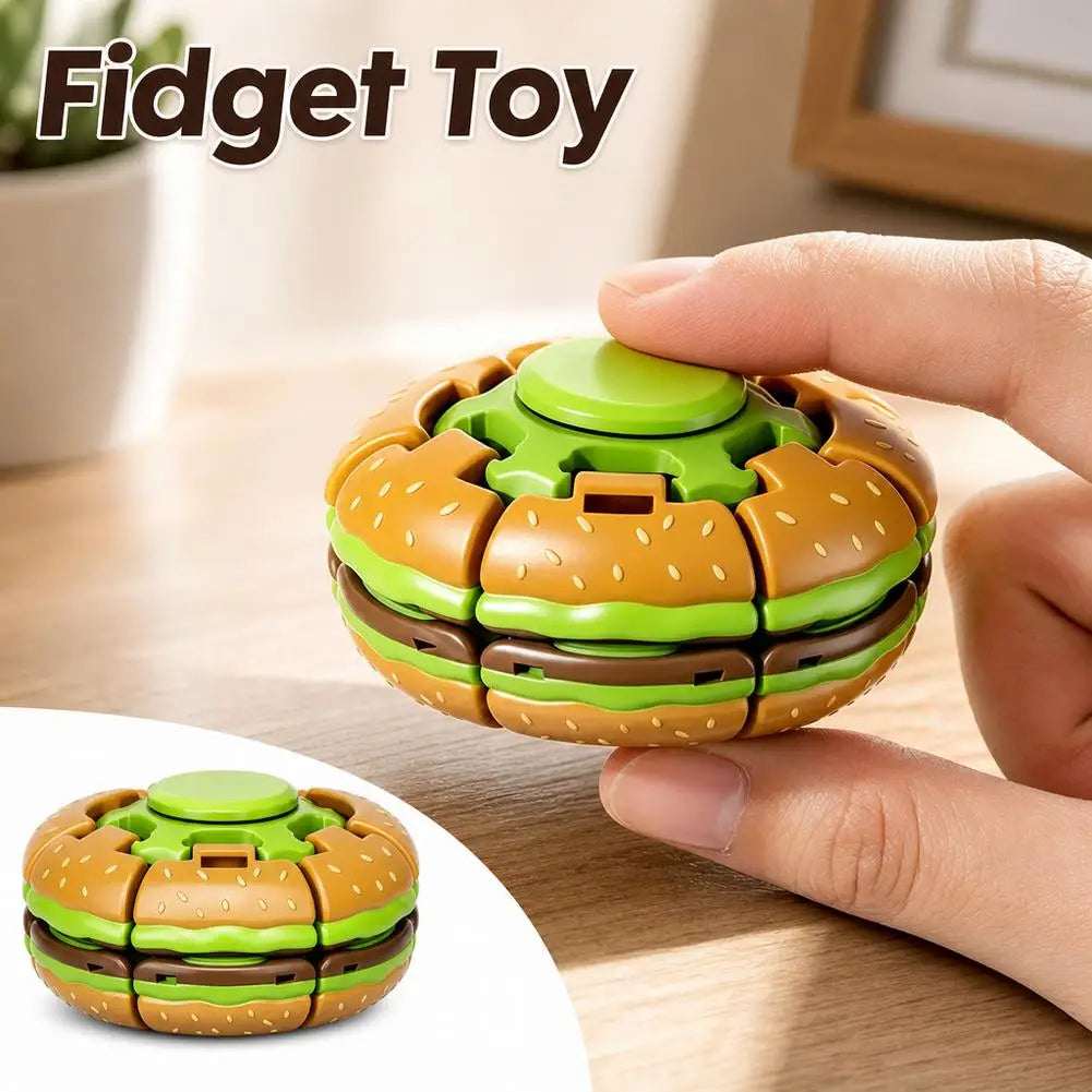 Fidget Burger Gyro Toy Stress Relief Fingertip Spinner Rotating Decompression Gyroscope for Adults