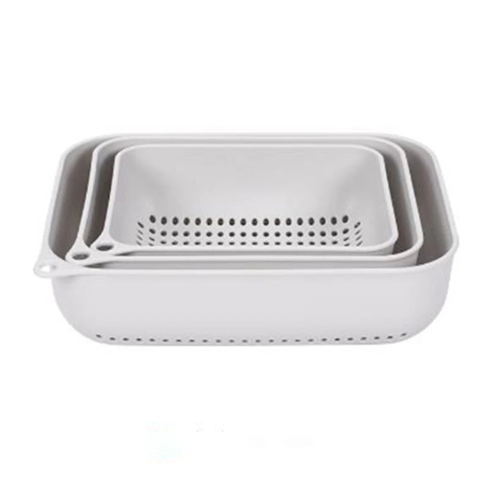 Kitchen Storage Drain Basket Three-piece Creative Home Washing Vegetable Basket Plastic Fruit Basket Storage Basket Housewares