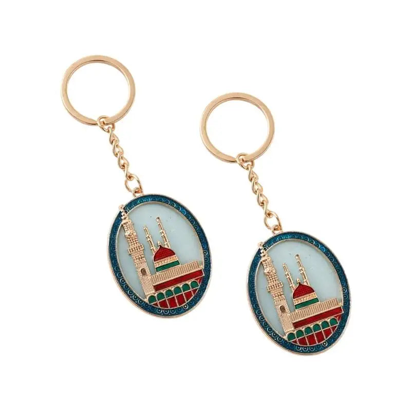 A52E Islamic Cultural Keyrings Decorative Mosque Motifs Accessories for Holy Event