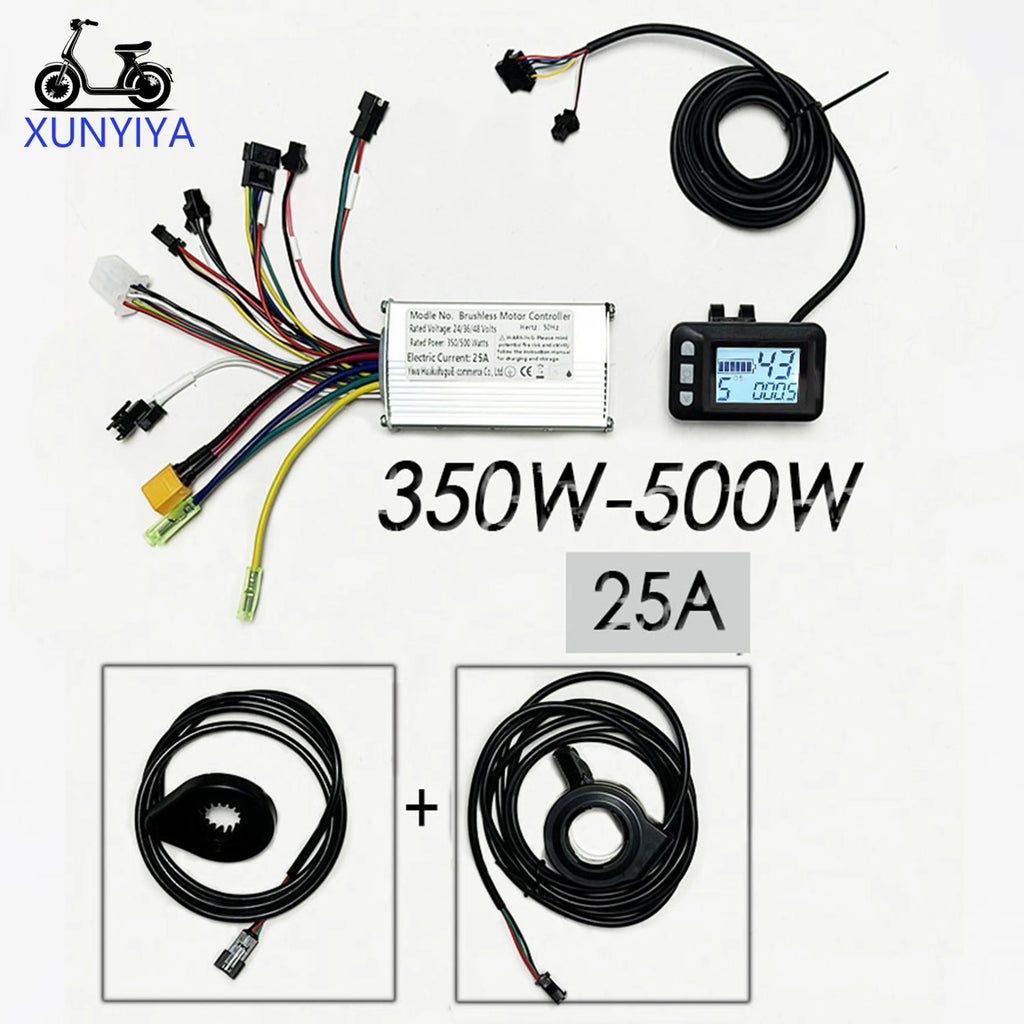 25A E-Bike Brushless Motor Controller 24V/36V/48V 350W-500W with  P.A.S Throttle UART No.2 P3 LCD Display for E- Scooter Repair.