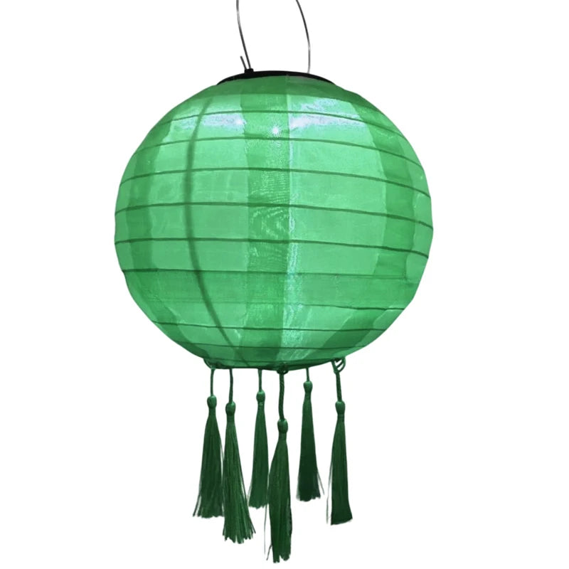 12 Inch Waterproof Solar Chinese Lantern Cloth Hanging Lamp Outdoor Festival Wedding Birthday Party Garden Hanging Lamp Decor