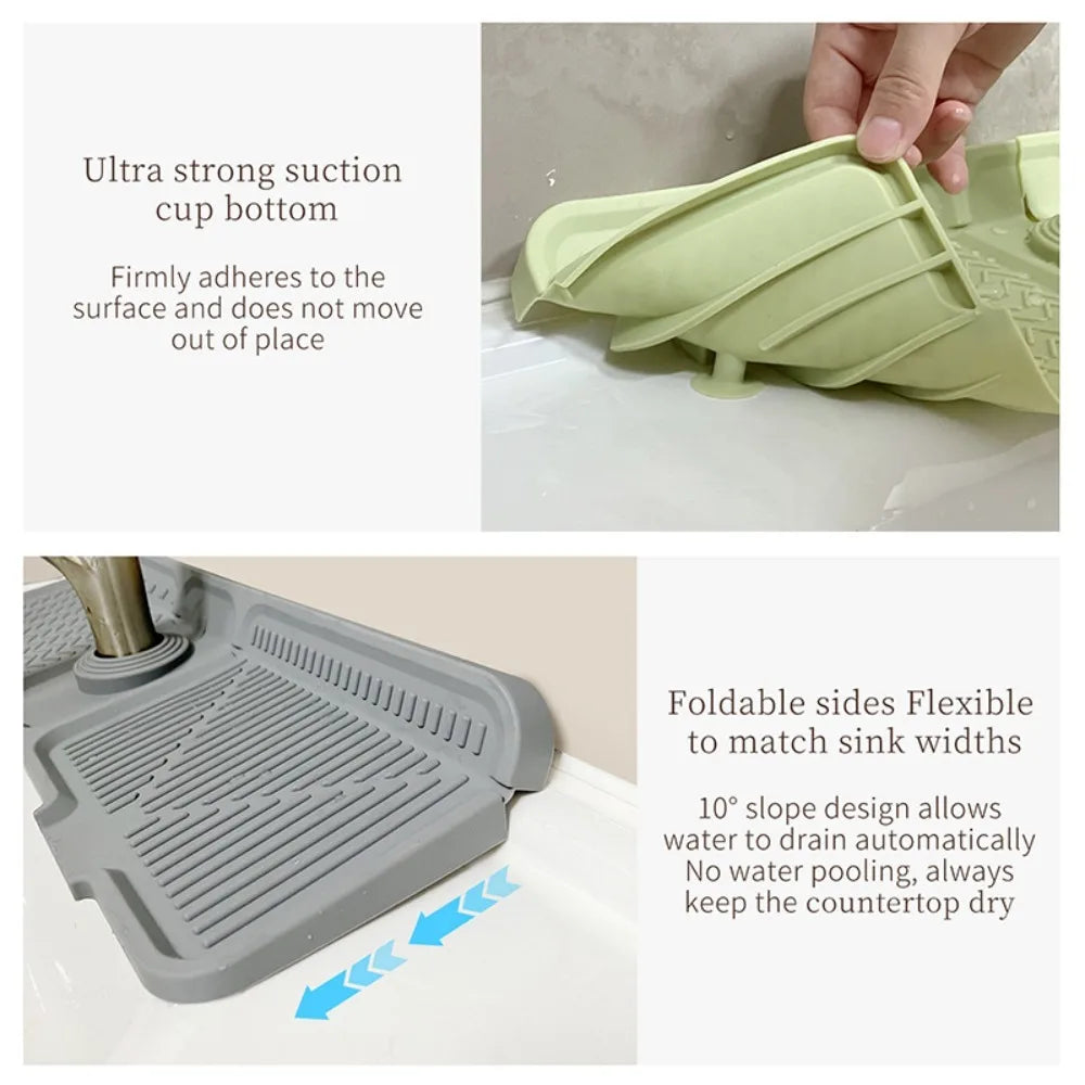 Kitchen Tools Silicone Faucet Drain Pad Slope Drain Pad Storage Pad Foldable Wash Table Waterproof Pad