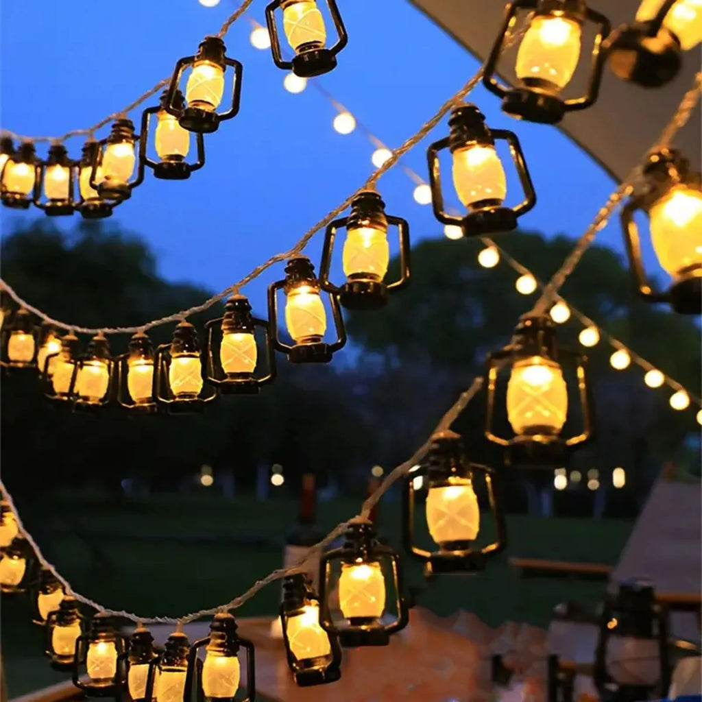 1Pack Battery Powered Lantern String Lights LED Kerosene Bottle RAMADAM String Light For Garden Wedding Holiday Party Decoration