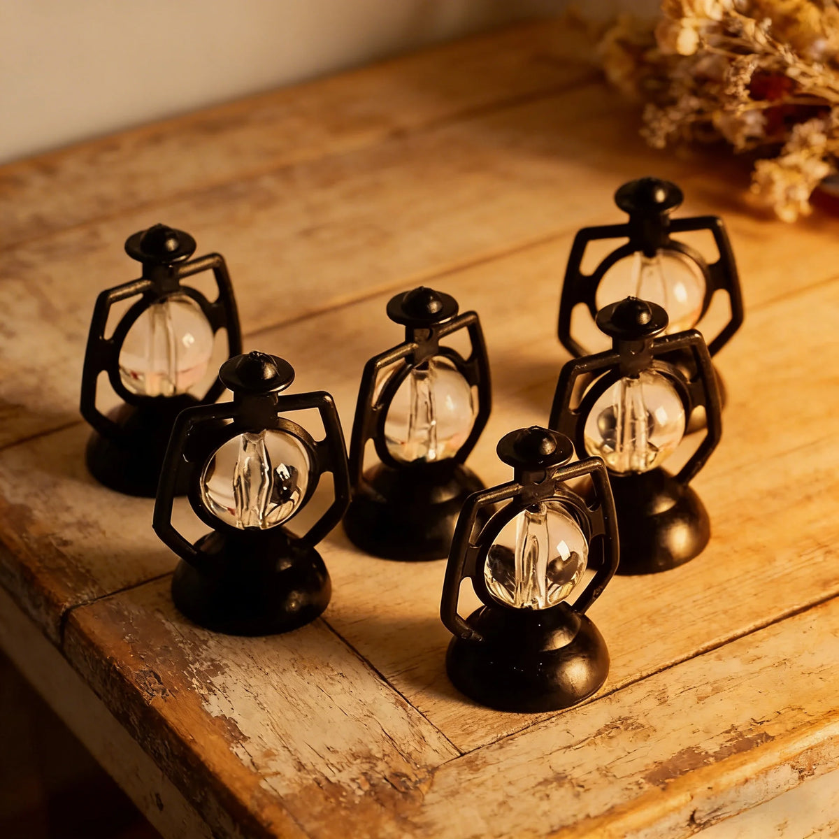 10Pcs Dollhouse Retro Pony Lantern Simulation Cande Light Night Light Doll House Miniature Kerosene Lamp Home Decor