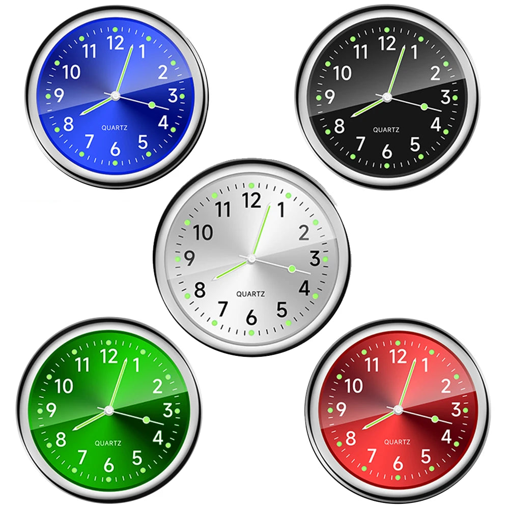 Mini-Autouhr, leuchtend, 5 Farben, Auto-Stick-On-Digitaluhr, Mechanik, Quarz, Motorraduhren, Auto-Ornament, Autozubehör
