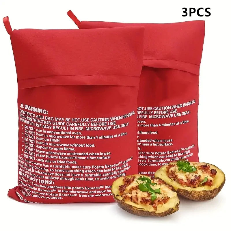 Kitchen Supplies Microwave Potato Bag Baked Potato Bag Red Pouch Cooking in Just 4 Minutes Cooker Bag Potato Bags Kitchen Tools