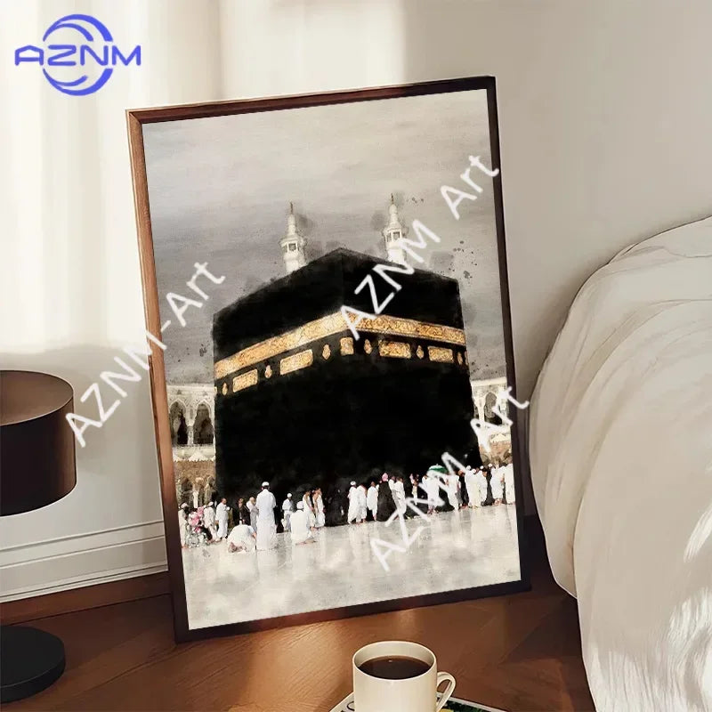 Islamic Masjid Mosque Allah Mecca Medina Kaaba Sacred Place Posters Canvas Painting Print Wall Art Pictures Living Room Decor