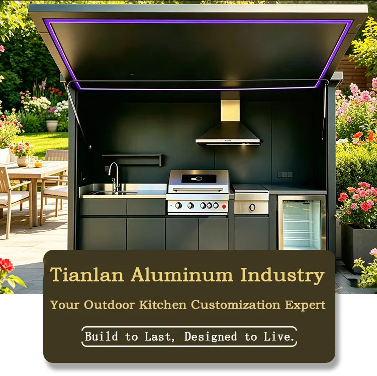 Wetterfester Outdoor-Küchenschrank Großer Stauraum Aluminium-Outdoor-Küchenschrank für Villa Garten Hinterhof BBQ Kochen