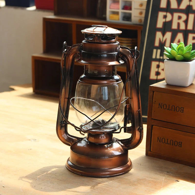 19/25cm Retro Classic Wrought Iron Lamp Lanterns Wick Portable Lights Oil Lantern Camping Hiking Home Decor