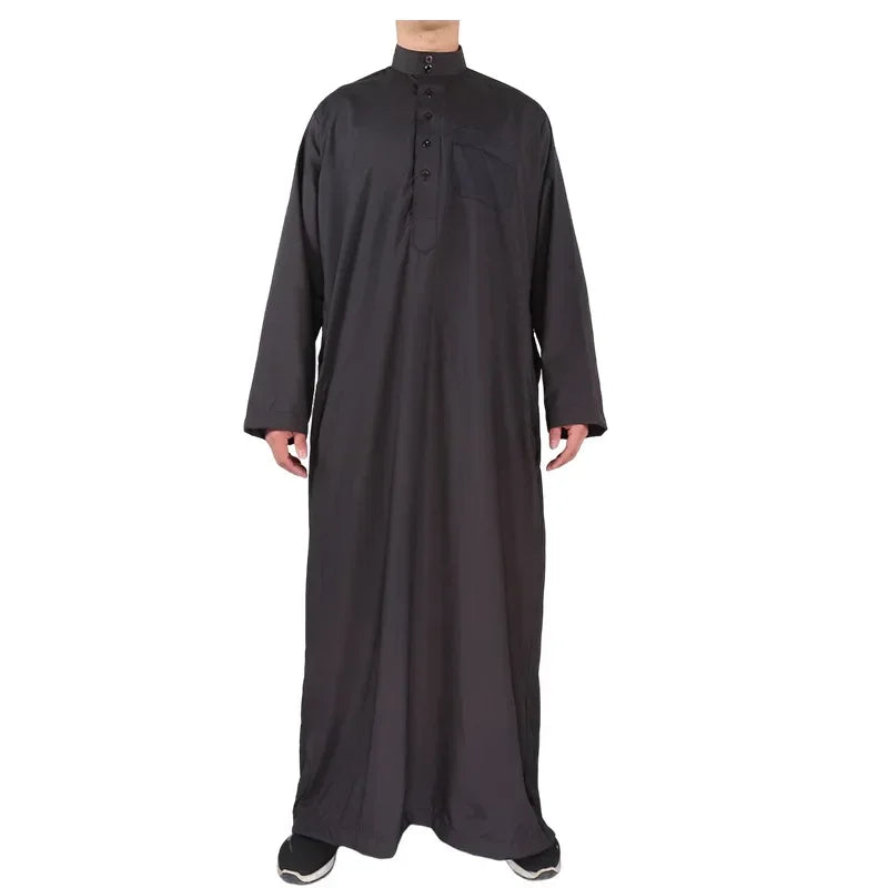 Islamic Clothing Men Solid Long Sleeve Loose Muslim Male Saudi Arabia Pakistan Kurta Muslim Costumes Muslim Dress Kaftan Thobe