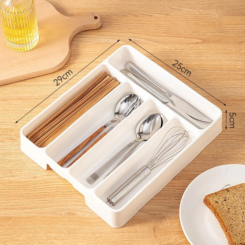 4/5 Grid Kitchen Cabinets Chopsticks And Tableware Storage Box Knife Fork Spoon Divider Organizer Knife Fork Drawer Storage