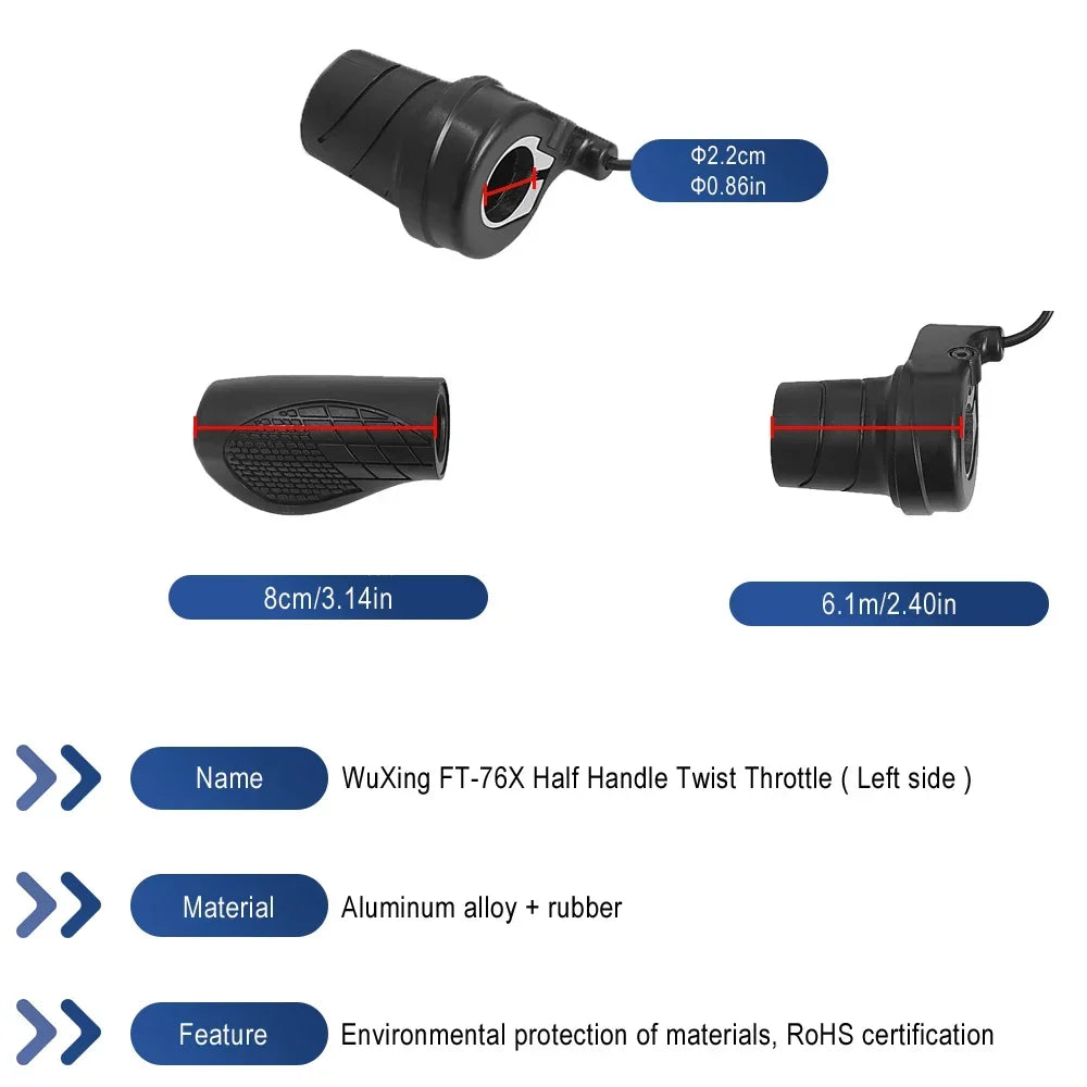 Ebike 76X Half Twist Throttle Electric Bike Speed Throttle 24V 36V 48V 60V 72V WP/SM E-Bike Part for Electric Scooter