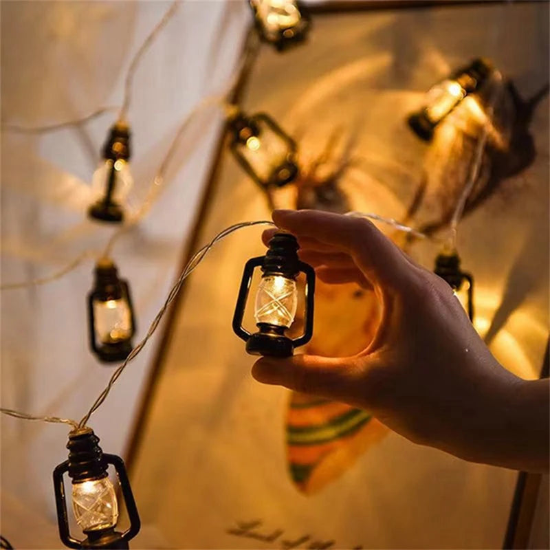 1Pack Battery Powered Lantern String Lights LED Kerosene Bottle RAMADAM String Light For Garden Wedding Holiday Party Decoration