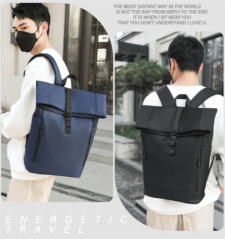 Europa und die Vereinigten Staaten: Neuer Roll-Top-Rucksack für Herren, Business- und Freizeitrucksack mit Rollverschluss.