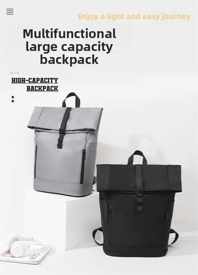 Europa und die Vereinigten Staaten: Neuer Roll-Top-Rucksack für Herren, Business- und Freizeitrucksack mit Rollverschluss.