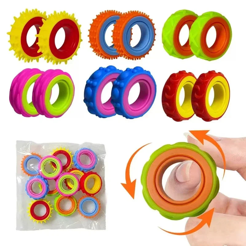 Rotating Fidget Ring Sensory Finger Spinner Anti-Anxiety Stress Relief Toys for Adults ADHD Autism Quiet Classroom Prizes Gifts