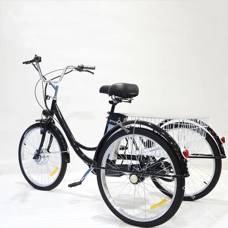 24 Inch Adult Electric Tricycle 3 Wheel 350W 36V Electric Cargo Bike For Elderly  With Big Cargo Basket/Three Riding Modes