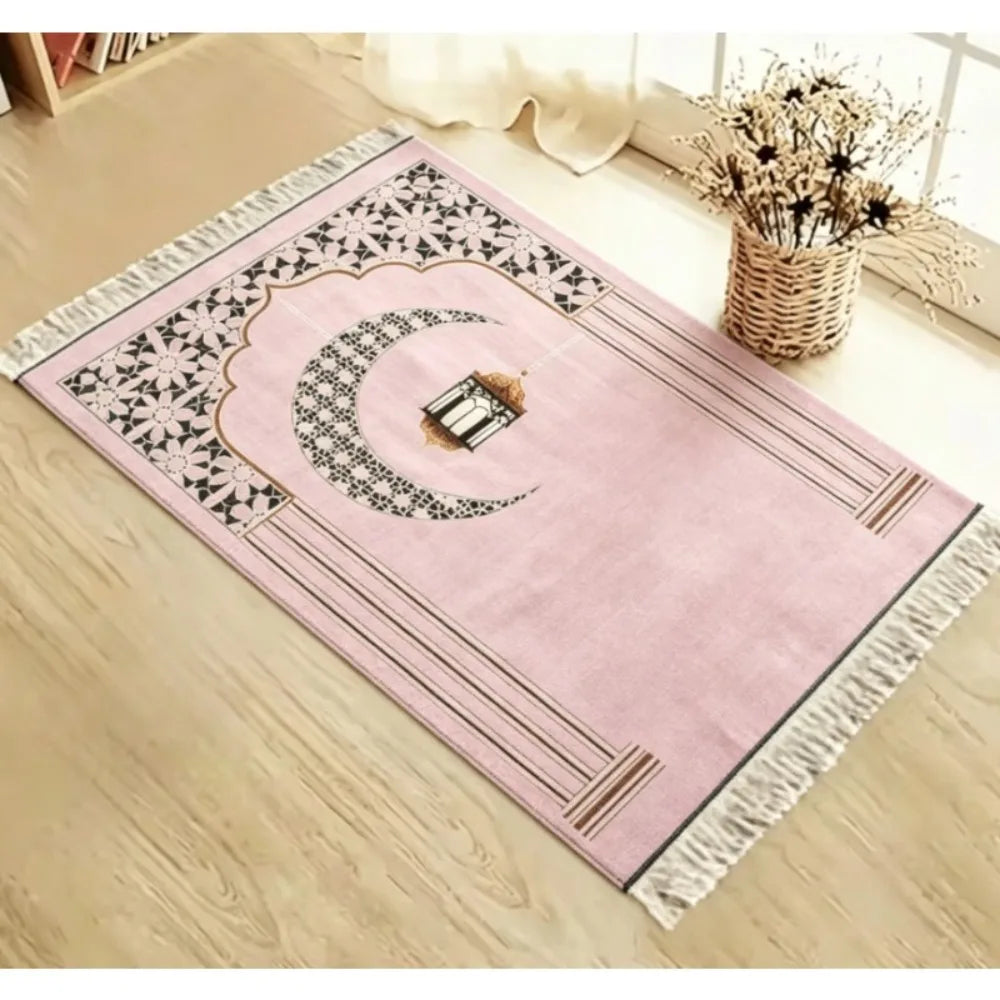 Islamic Floral Prayer Mat, Easy-to-clean Muslim Worship Rug, Foldable Skin-friendly and Wear-resistant Kneeling Blanket