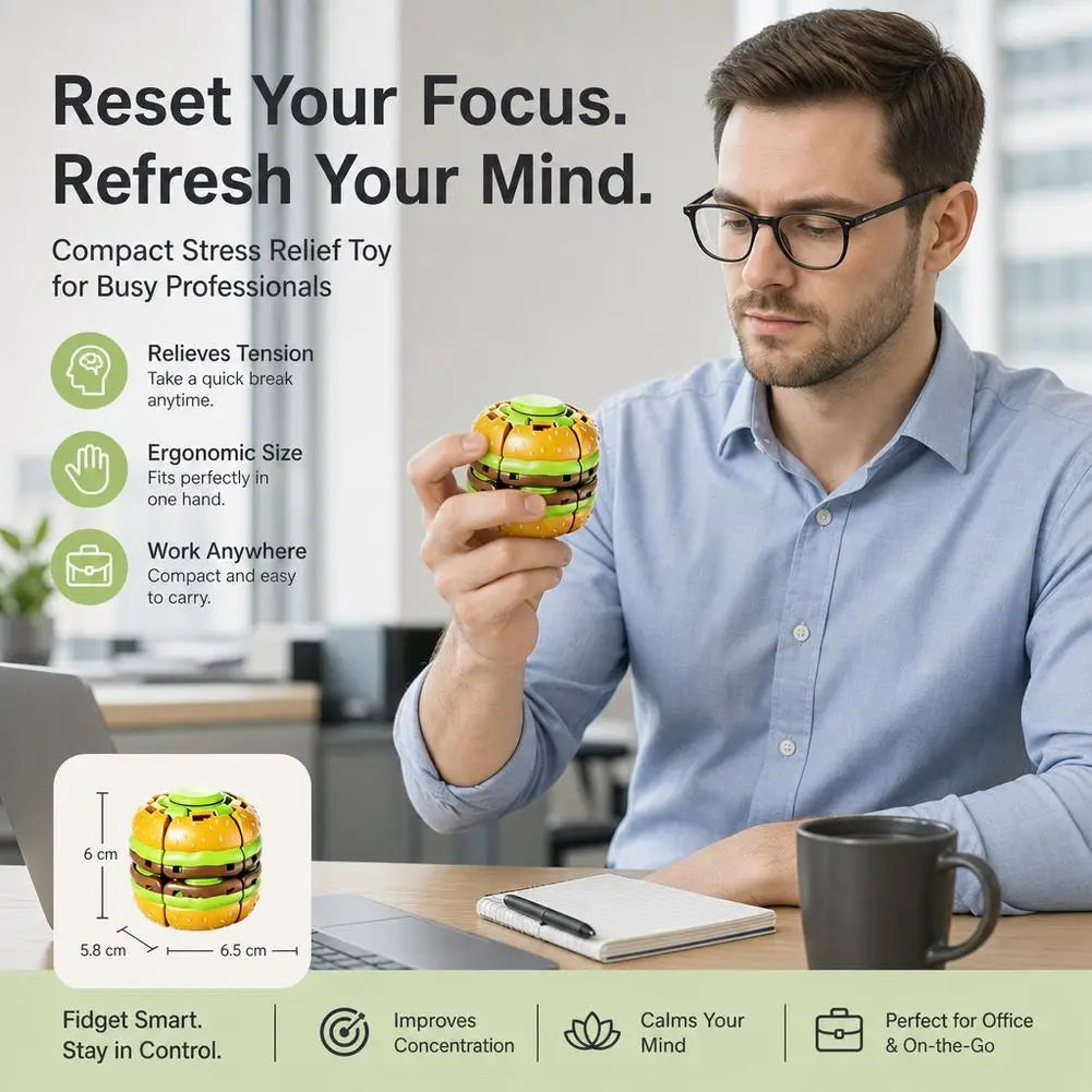 Fidget Burger Gyro Toy Stress Relief Fingertip Spinner Rotating Decompression Gyroscope for Adults