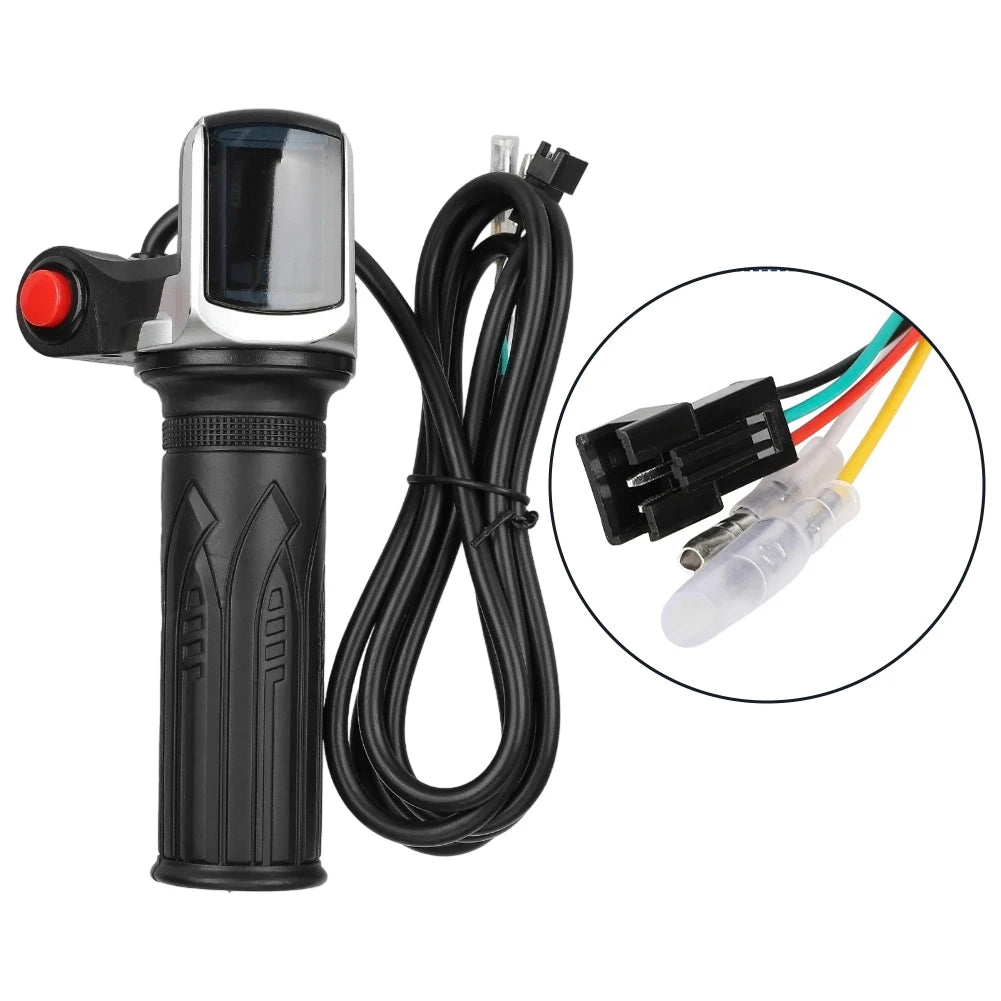 60V E-Bike Throttle Grip with LCD Display for Speed and Battery Status Includes Speed Control and Lock for Enhanced Security