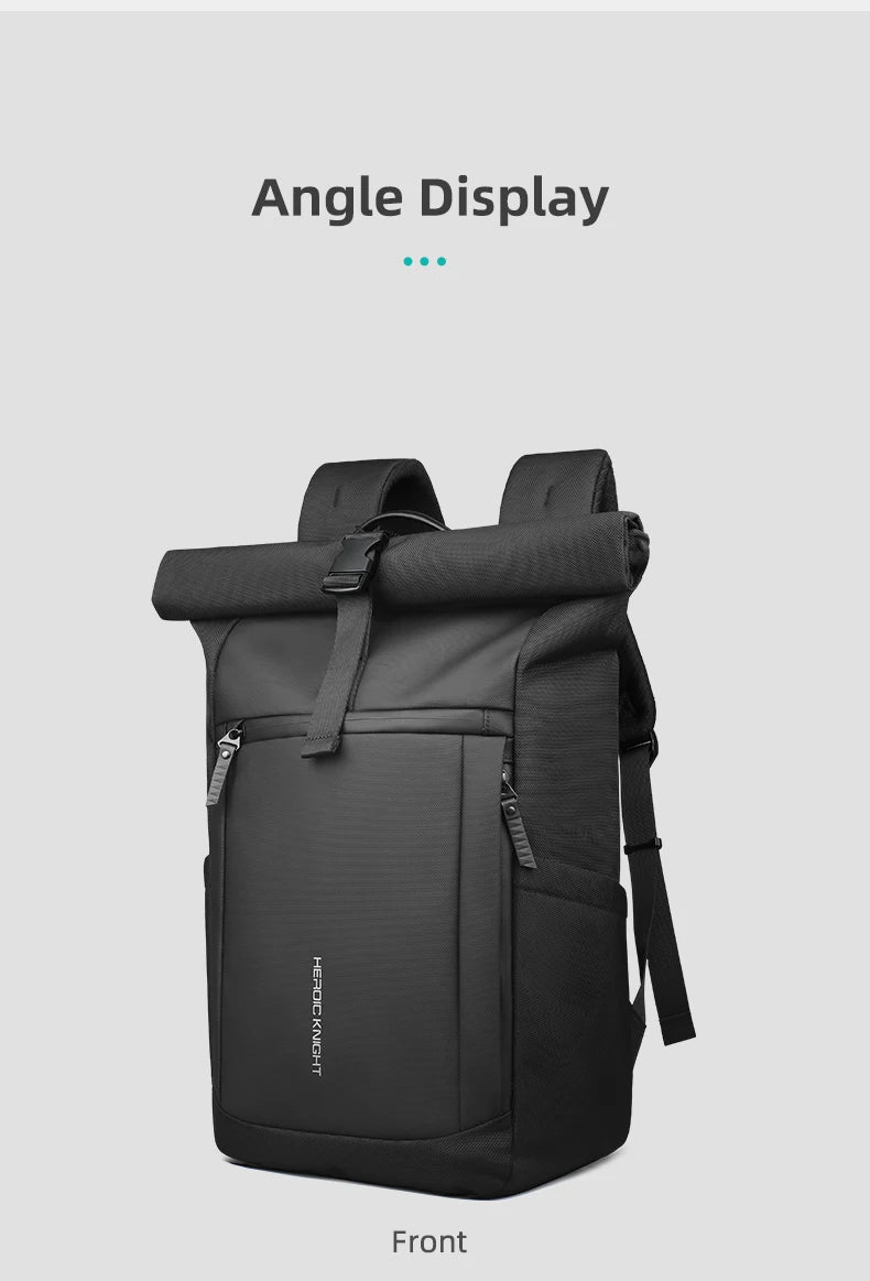 Heroic Knight Rolltop Laptop-Rucksack, erweiterbares, wasserabweisendes Fach, stilvoller Rucksack für Herren, lässiger Reiserucksack