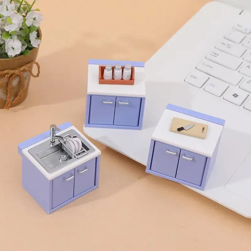 1 Set Dollhouse Miniature Simulation Kitchen Utensils Gas Stove Model Kitchen Accessories For Doll House Decor Pretend Play Toys