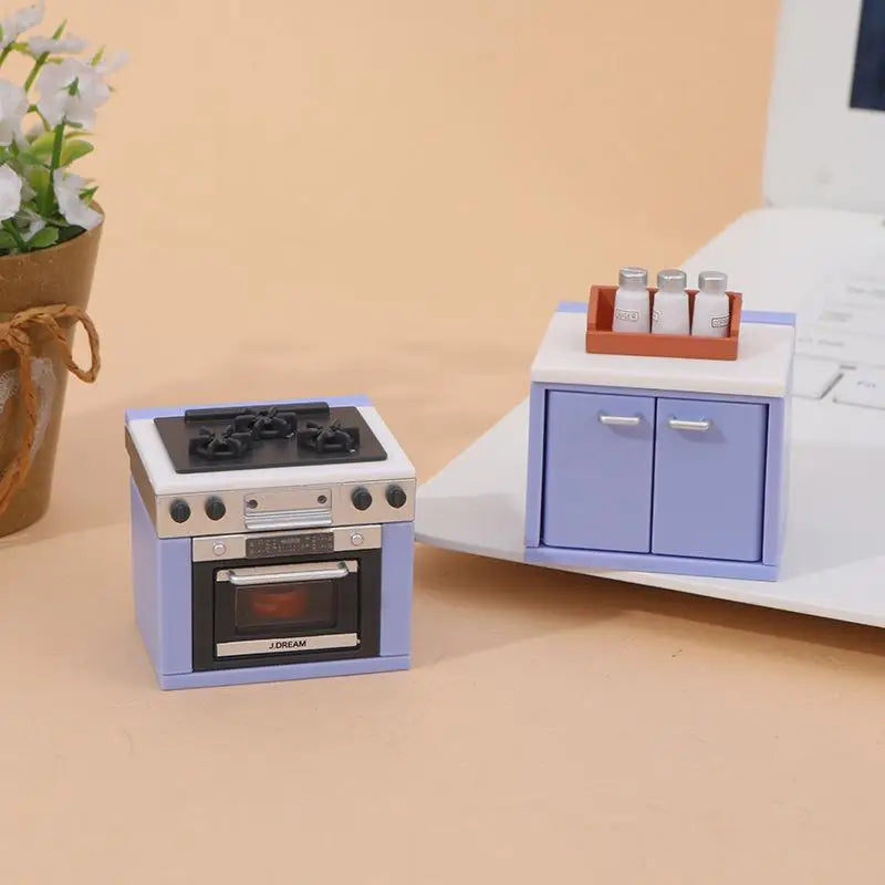 1 Set Dollhouse Miniature Simulation Kitchen Utensils Gas Stove Model Kitchen Accessories For Doll House Decor Pretend Play Toys