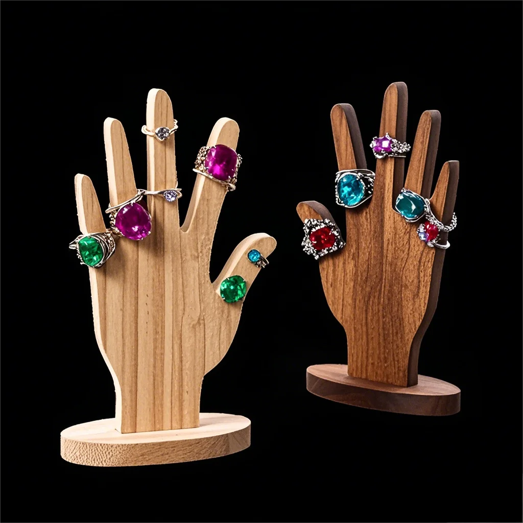 Handförmiger Schmuckständer, Multifunktionales Schmuckregal, Fingerhand-Display für Armbänder, Holzringhalter, Handringhalter