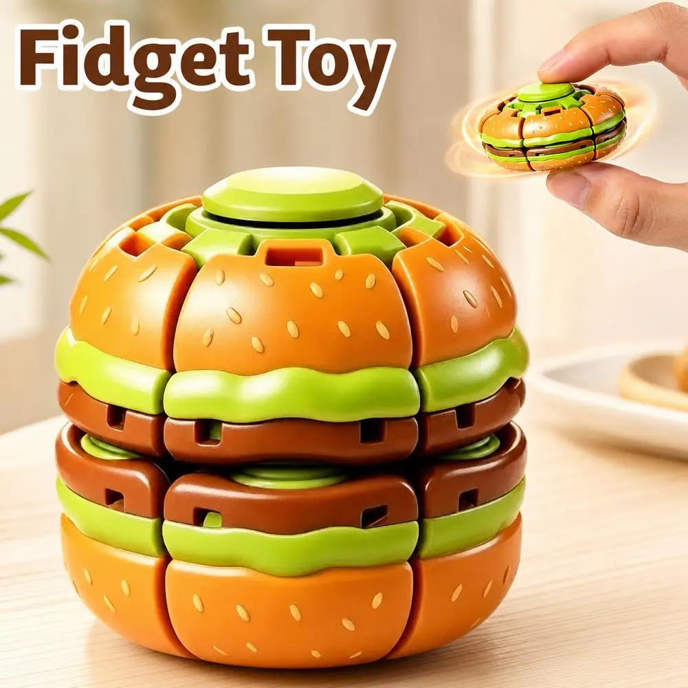 Burger Fidget Spinner Toy Creative Deformation Sensory Stress Relief Toy Cute Food Spinner Fingertip Decompression