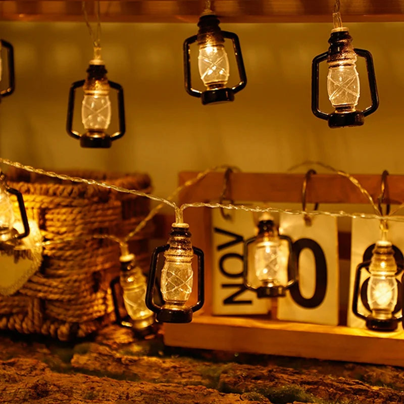 1Pack Battery Powered Lantern String Lights LED Kerosene Bottle RAMADAM String Light For Garden Wedding Holiday Party Decoration