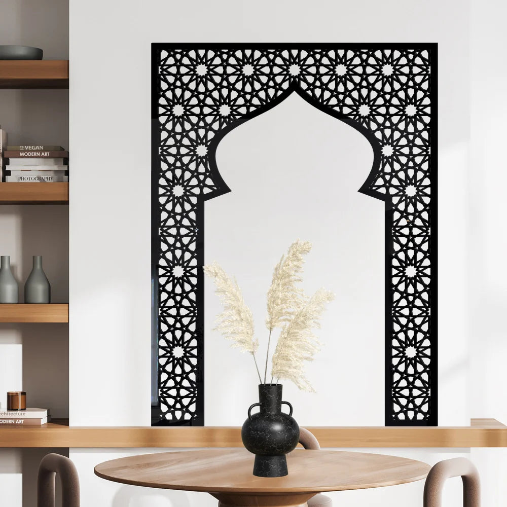 Islamic Arch Mirror Wall Sticker Gold Acrylic 3D Mosque Frame Decal With Geometric Pattern Ramadans Festival Home Decor Accent