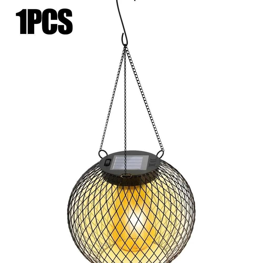 1/2PCS Outdoor Solar Lantern IP44 Waterproof Solar Powered Metal Hanging Lights for Garden Patio Deck Paths Decorative Lighting