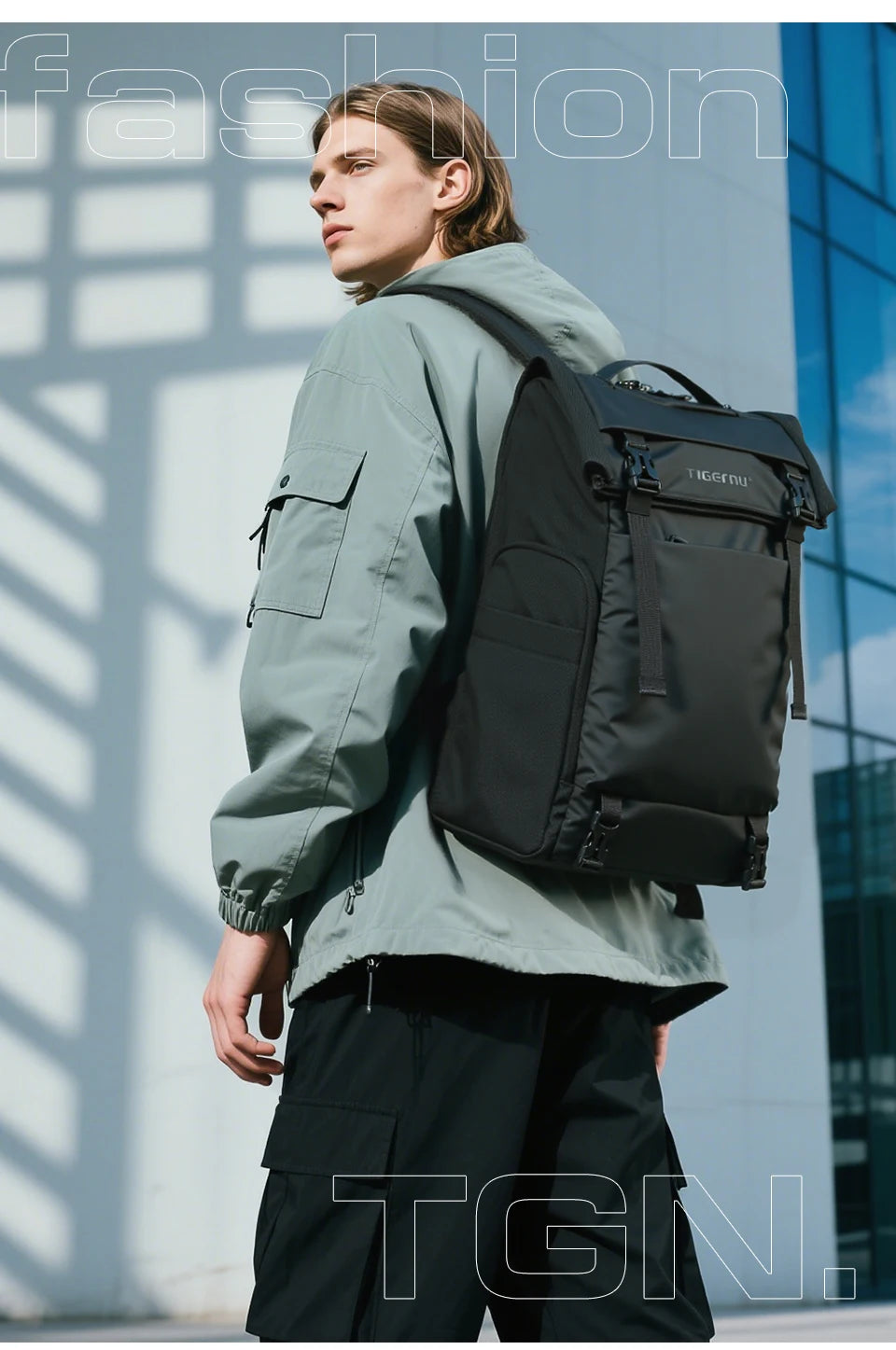 Tigernu Reiserucksack für Herren, TPU, wasserdicht, Rucksack für Herren, erweiterbar, Herrenrucksack, Business-Taschen, Schulrucksack