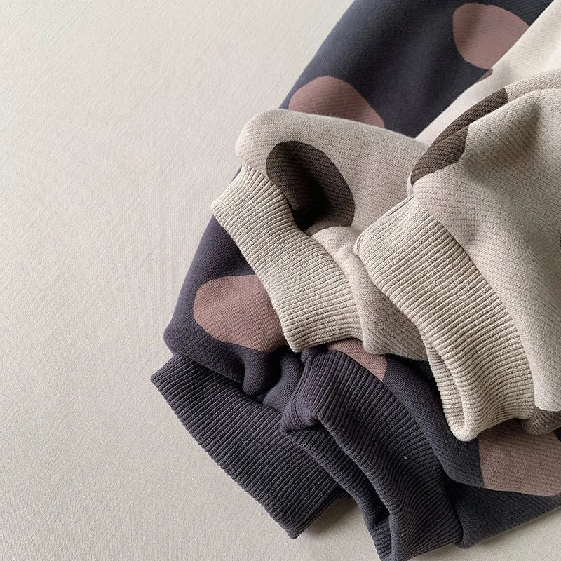 2025 New Winter Children Dot Print Trousers Plus Velvet Thick Girls Harem Pants Baby Boys Fleece Casual Pants Kids Clothes