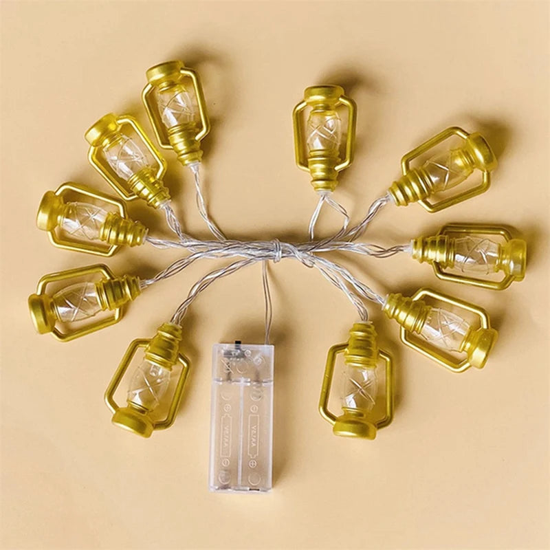 1Pack Battery Powered Lantern String Lights LED Kerosene Bottle RAMADAM String Light For Garden Wedding Holiday Party Decoration