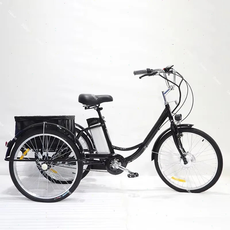 24 Inch Electric Tricycle 3 Wheels For Adults Removable Battery 350W 36V Family e Bike For Old People Blue/White/Black