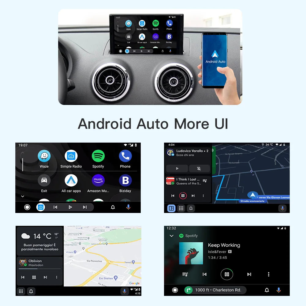 AUTOABC Drahtlose CarPlay Android Auto Interface für Audi A3 A4 A5 Q2 Q7 Q5L 8V mit Mirror Link AirPlay Reverse Kamera Navigati