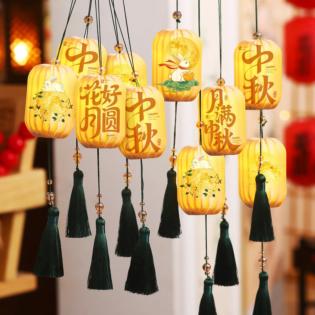 2025 Mid-Autumn Festival Lantern Decoration Celebrate New Year Party Decor Luminous Small Lanterns Hanging Ornament For Xmas