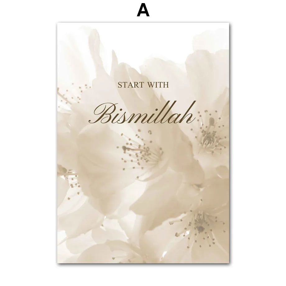 Islamische marokkanische Reed-Beige-Blumen-Boho-Wandkunst, Leinwandgemälde, nordische Poster und Drucke, Wandbilder für Wohnzimmerdekoration