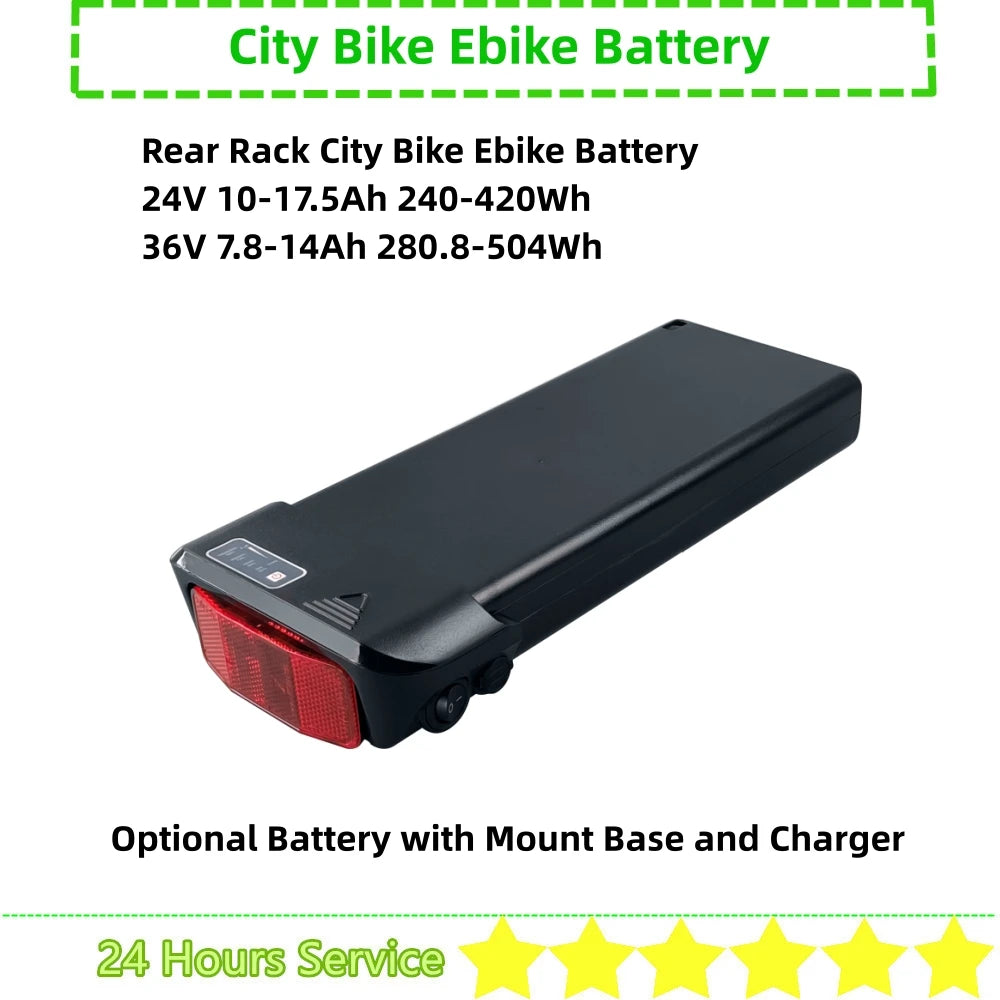Elcykel 28" City E-bike Battery 36V 10.4Ah 10Ah 12Ah 14Ah Rear Rack Carrier Mounting for Elcykel Kayoba E-legance E-bike Battery
