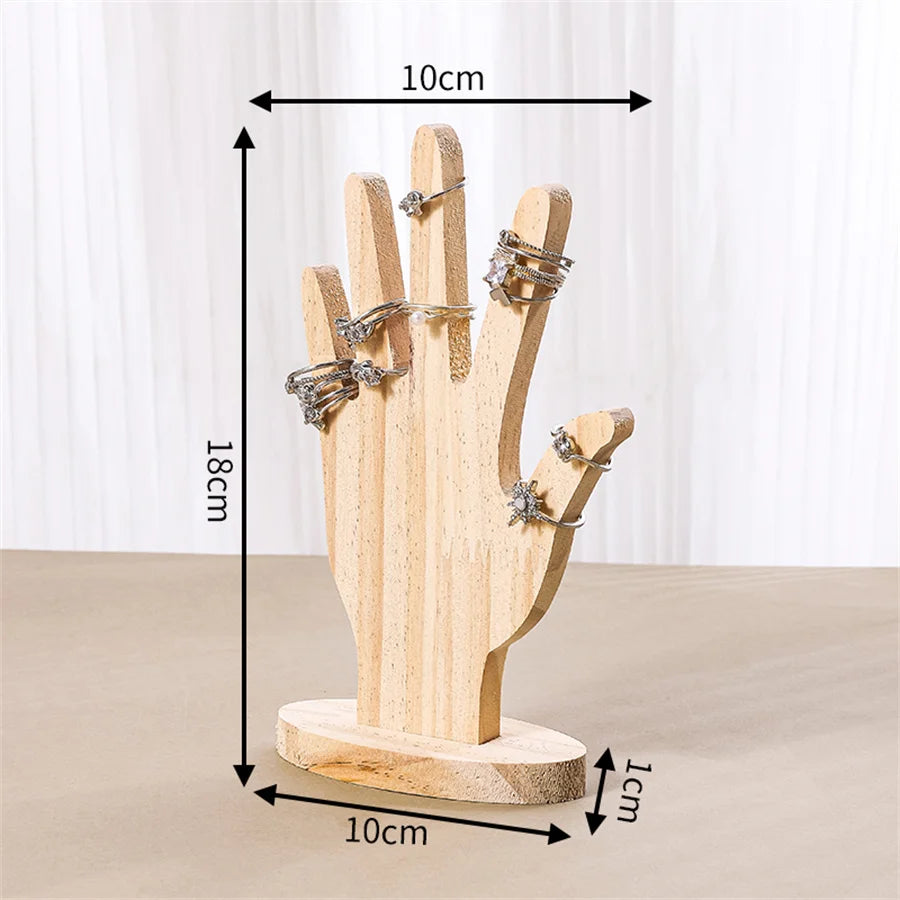 Handförmiger Schmuckständer, Multifunktionales Schmuckregal, Fingerhand-Display für Armbänder, Holzringhalter, Handringhalter
