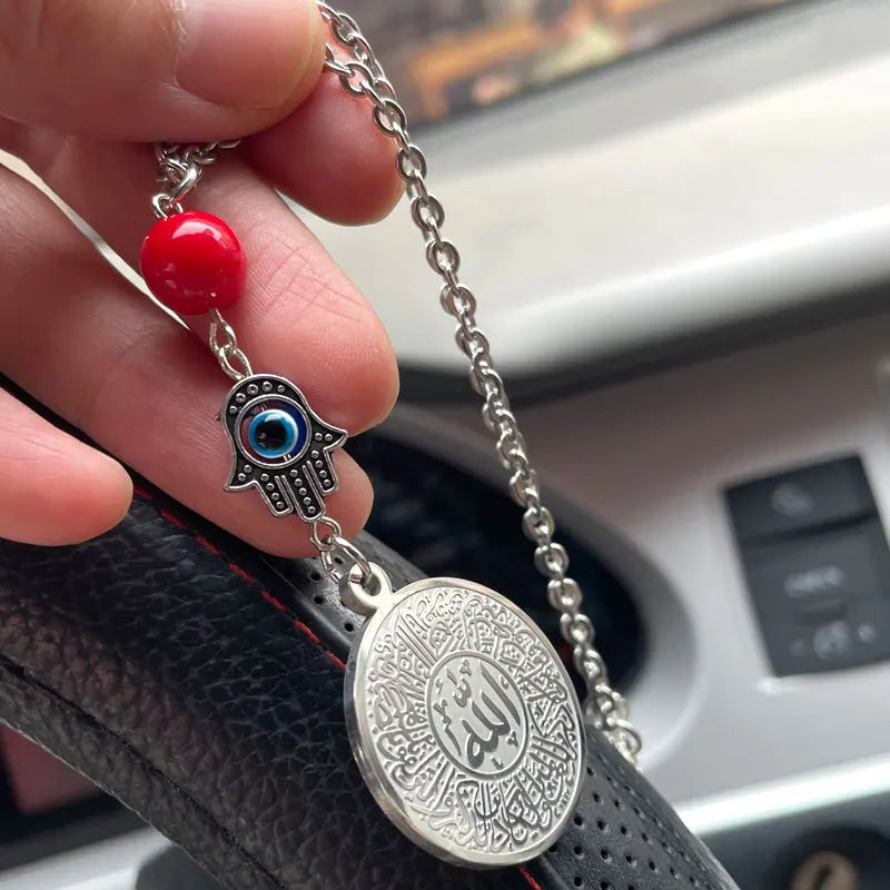 Islamic car mirror charm hand of fatima travel charm good luck charm muslim ALLAH stainless steel car pendant car hanging