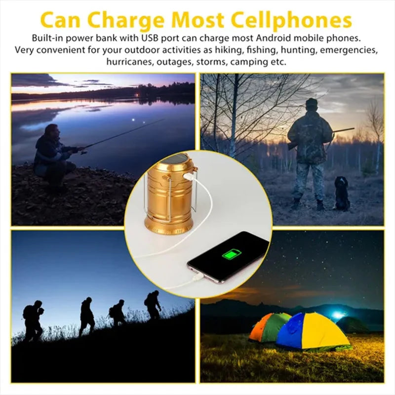 1/2Pack 6 in 1 Multifunction Lantern, LED Solar Camping Lanterns, USB Rechargeable Portable Flashlight, Waterproof Ultra Bright