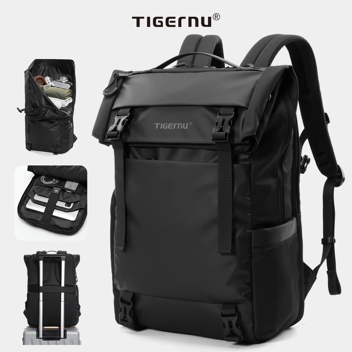 Tigernu Reiserucksack für Herren, TPU, wasserdicht, Rucksack für Herren, erweiterbar, Herrenrucksack, Business-Taschen, Schulrucksack