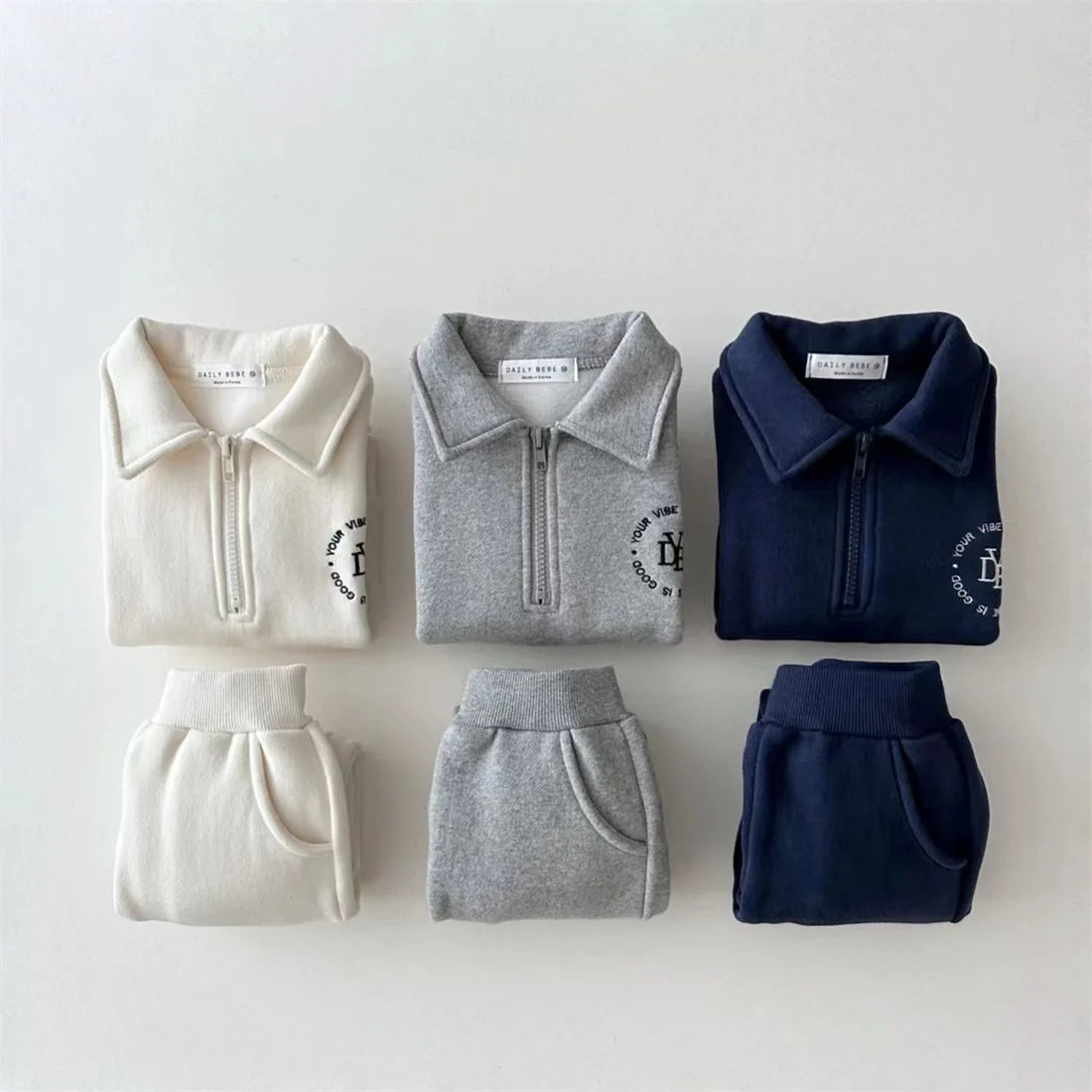 2025 Winter New Baby Long Sleeve Warm Clothes Set Infant Boy Fleece Sweatshirt + Pants 2pcs Suit Plus Velvet Toddler Outfits